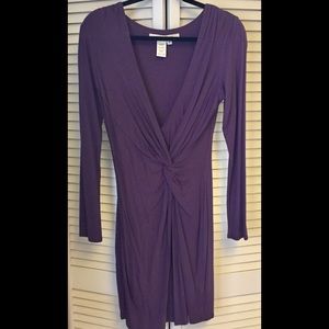 Max studio long-sleeve purple twist-front dress